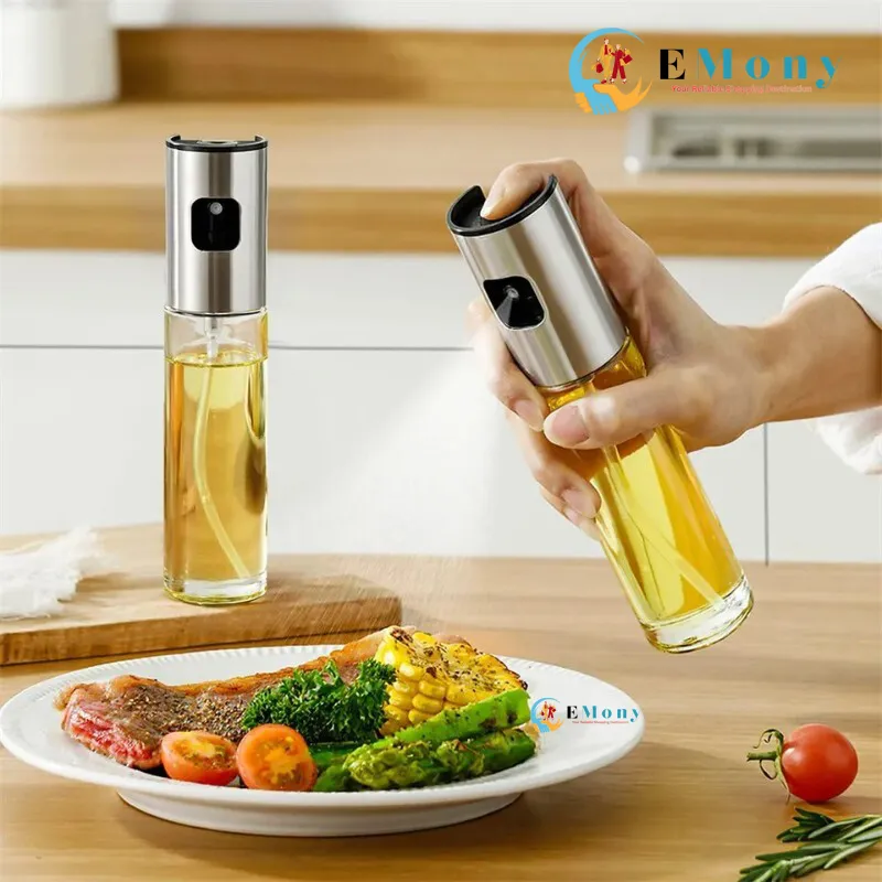 Kitchen Glass Oil Dispenser Barbecue Spray Oiler